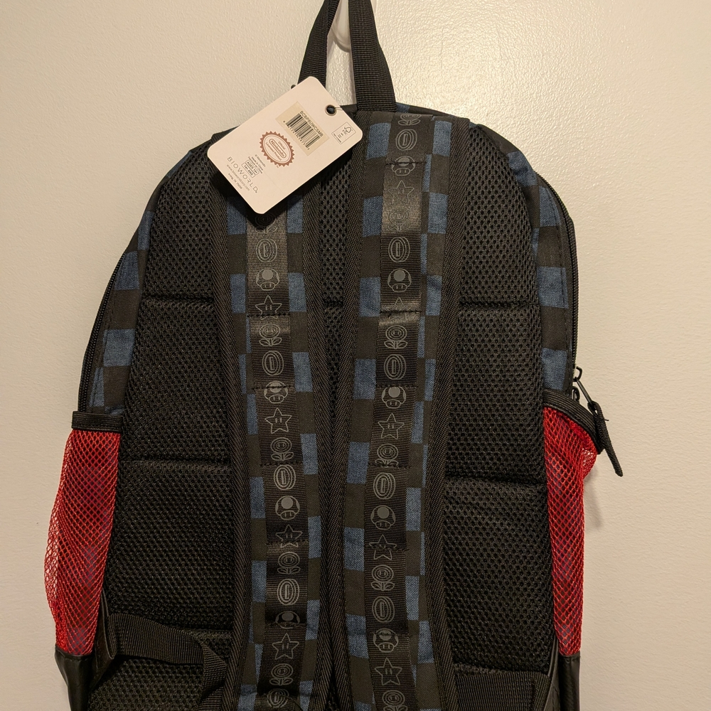 Nintendo Super Mario Checkered Backpack - Red and Black - Picture 3 of 3